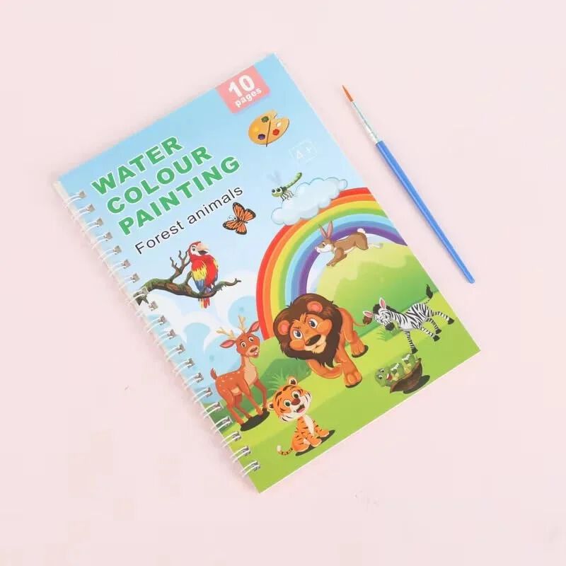 Watercolor Painting Books for Beginners,10 Pages Book with 1 Brush Painting Fun for Children