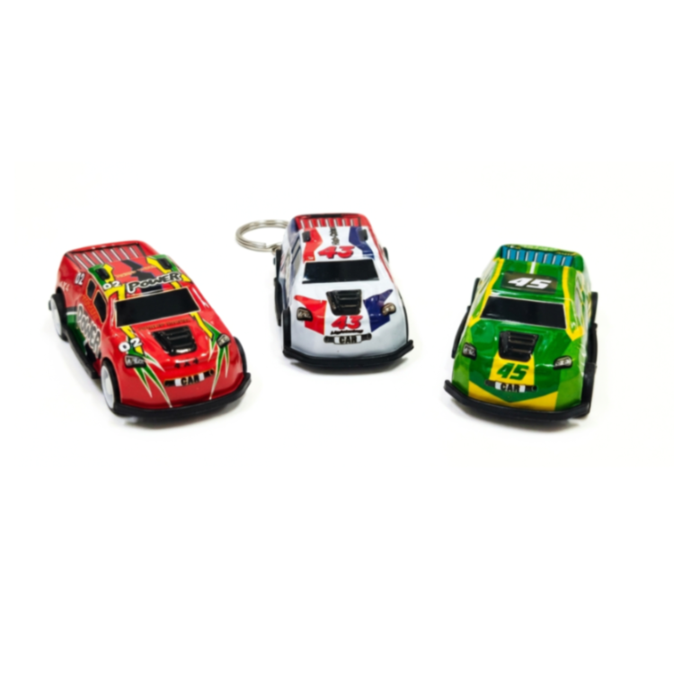 {Pack of 12} Racing Car KeyRings | Pull-back Car KeyChain| Multicolour,Random design & Fast moving Racing Car Toy KeyChain| Keychain for Girls, Boys, Kids