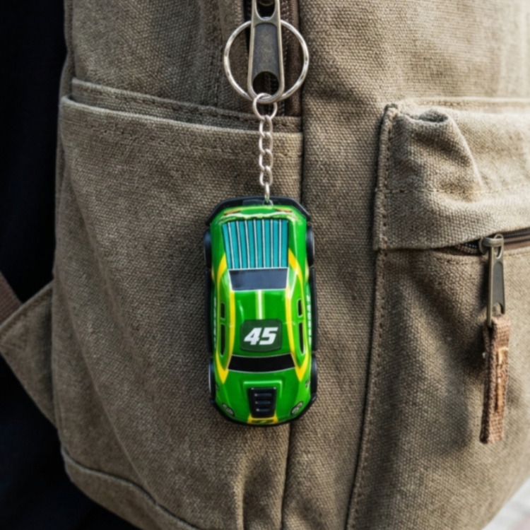 {Pack of 12} Racing Car KeyRings | Pull-back Car KeyChain| Multicolour,Random design & Fast moving Racing Car Toy KeyChain| Keychain for Girls, Boys, Kids
