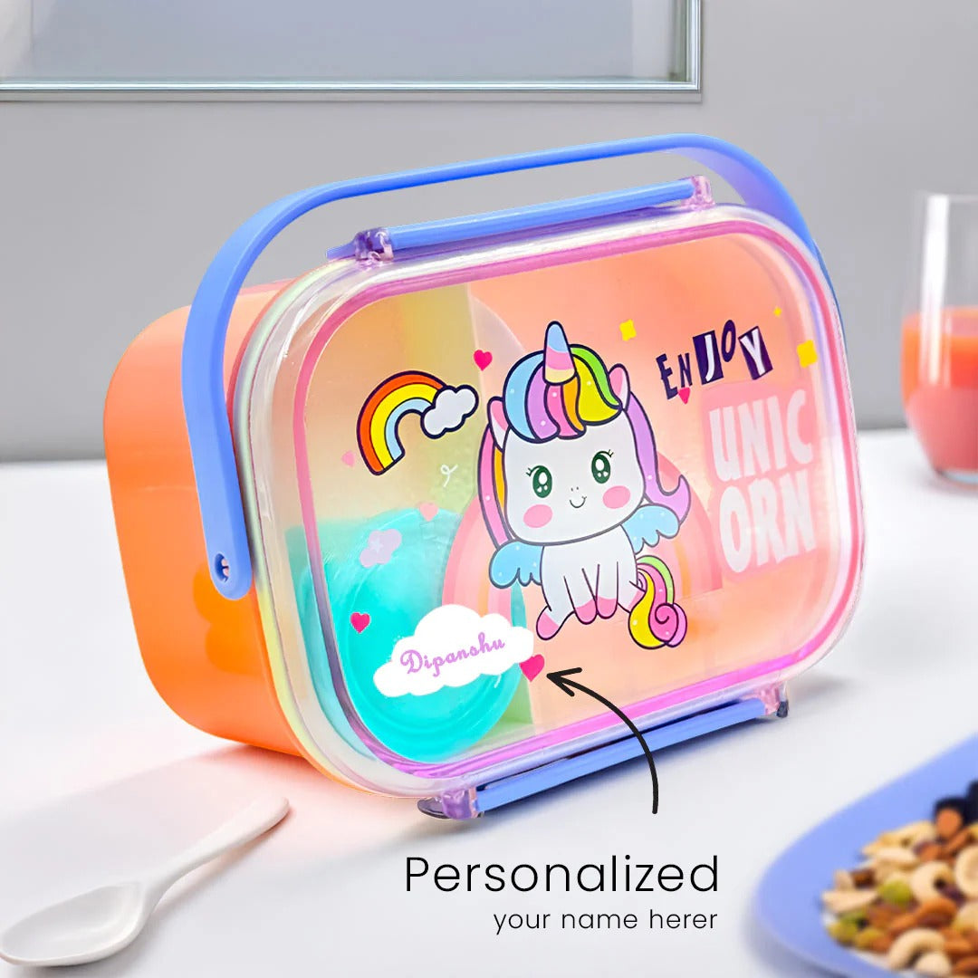 Customized Big Lunch Box with Unicorn/Dragon Design {Random Design}
