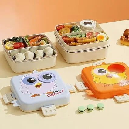 Laxson Versatile & Durable Lunch Box – Ideal for Work, School, and Travel | Eco-Friendly With Easy-to-Clean Design (Chicken Theme)