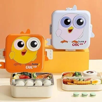 Laxson Versatile & Durable Lunch Box – Ideal for Work, School, and Travel | Eco-Friendly With Easy-to-Clean Design (Chicken Theme)