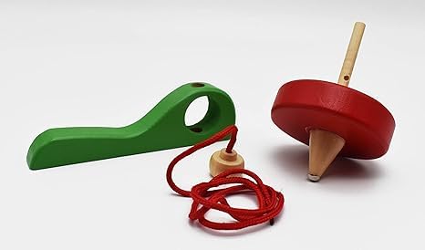 Wooden Spinning Top Toy | Traditional Lattu Pambaram Buguri Bongaram | Classic Hand Spin Toy for Kids Fun Play Color May Vary