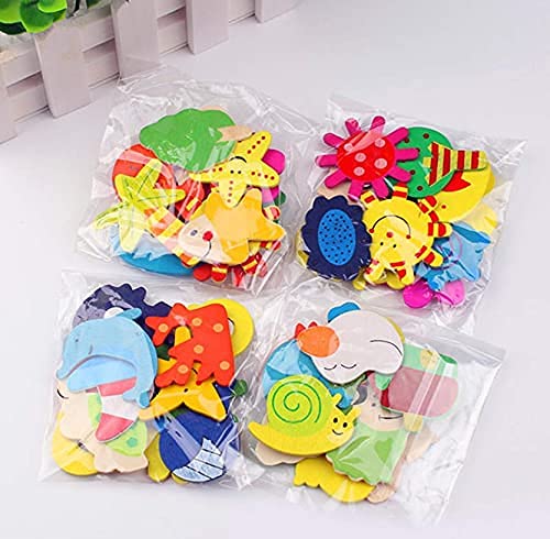 {12 Pcs} Wooden Fridge Calendar Magnet Toy Shape Refrigerator Magnets Cartoon Cute Decorative Sticker for Metal Door Office Whiteboard Return Gifts For Kids