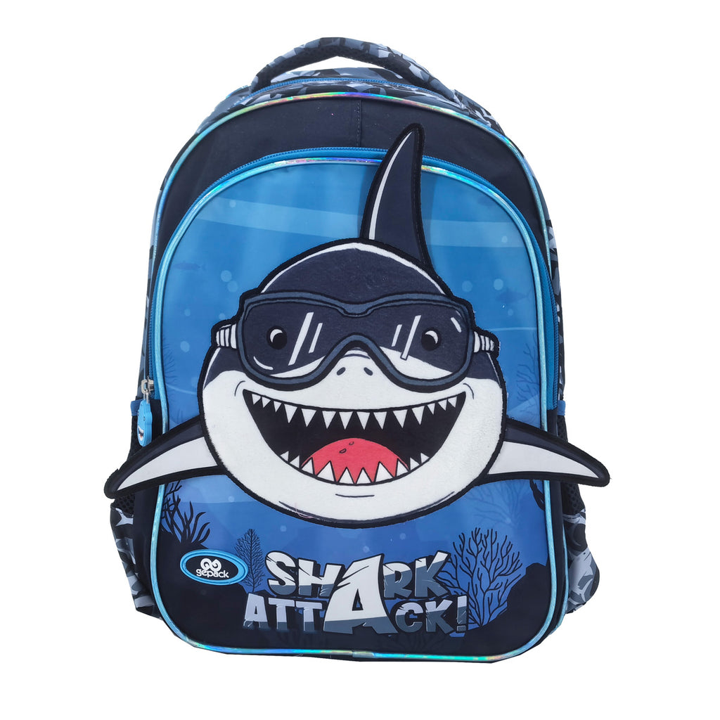 Shark Attack Design School Bag For Kids 2 Department Backpack Travel Backpacks For Boys Girls Size=38*27*18 Cm