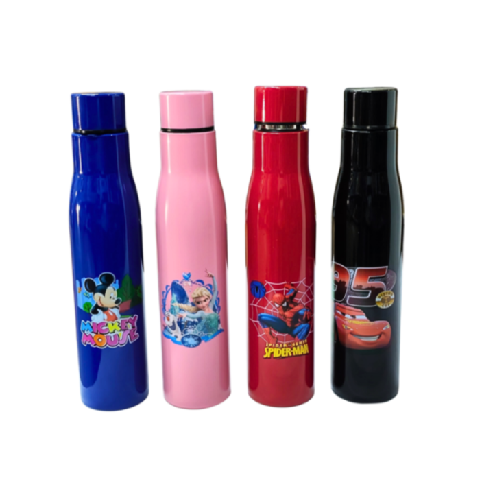 Mix Cartoon Print Stainless Steel Water Bottle, 1000 ml {Random Design}