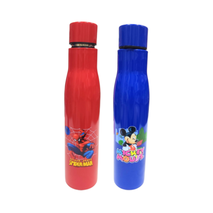 Mix Cartoon Print Stainless Steel Water Bottle, 1000 ml {Random Design}