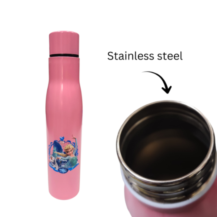 Mix Cartoon Print Stainless Steel Water Bottle, 1000 ml {Random Design}