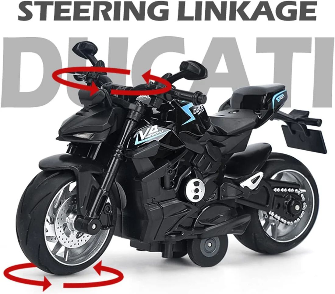 Diecast Motorcycle Toy Ducati Bike Scale Model,Pull Back Vehicles Alloy Simulation Superbike with Lights and Sound Also for Car Dashboard, Kids Adult