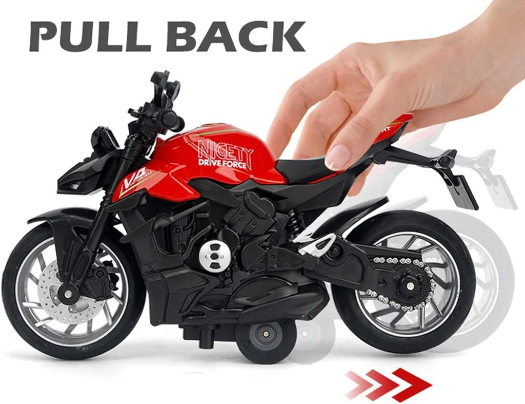 Diecast Motorcycle Toy Ducati Bike Scale Model,Pull Back Vehicles Alloy Simulation Superbike with Lights and Sound Also for Car Dashboard, Kids Adult