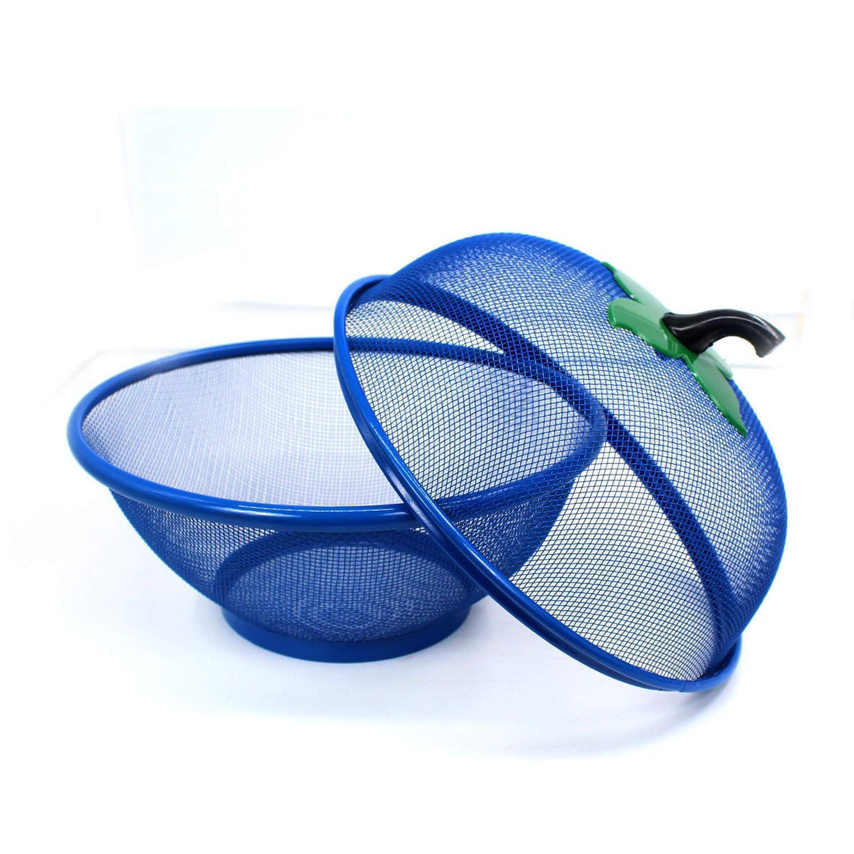 Fruit & Food Cover Basket with Lid | Blue Mesh Design Fly Protector | Kitchen Multipurpose Storage Bowl with Cover | Ideal for Fruits, Vegetables, Snacks & Outdoor Use {Random Color}