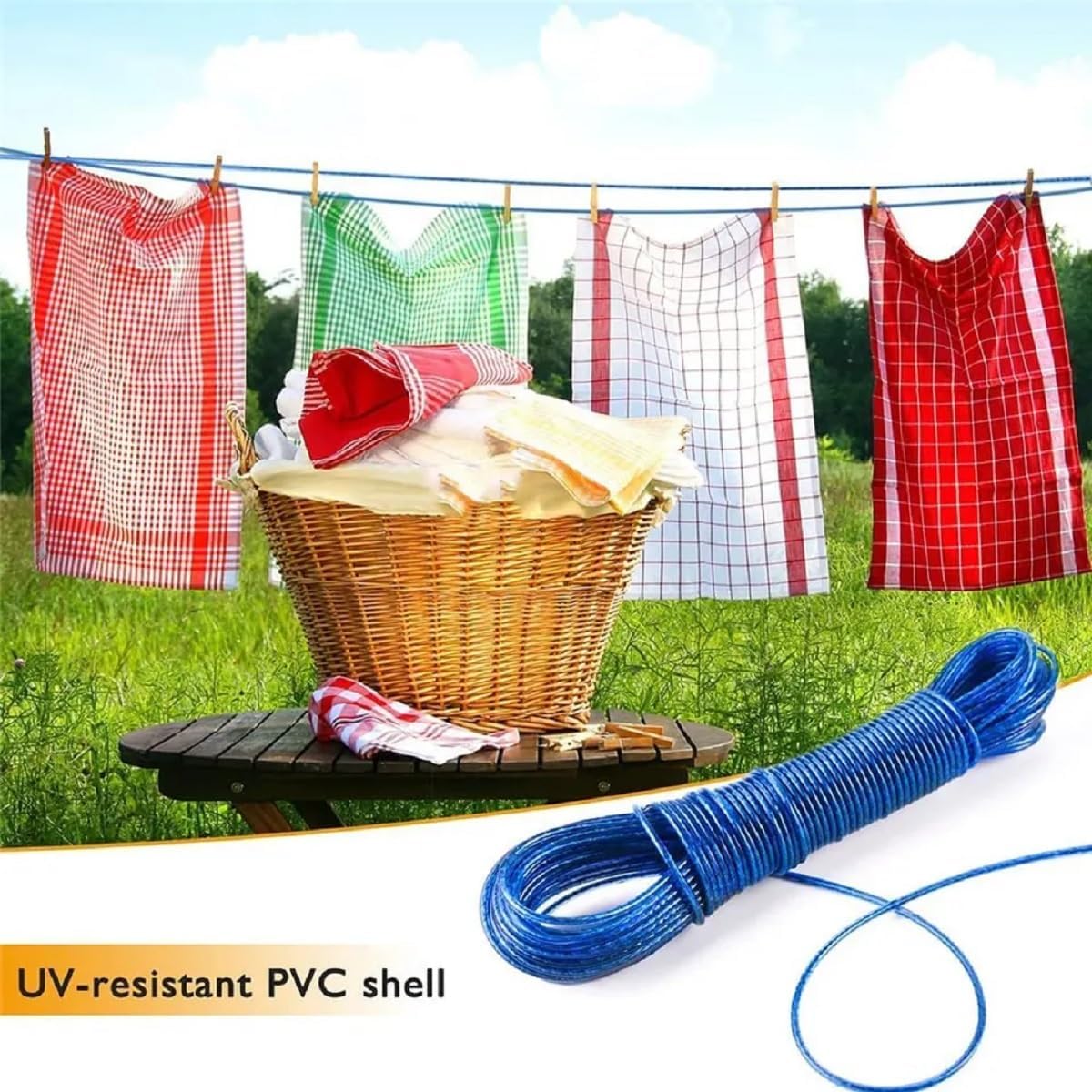 10 meter PVC Coated Steel Cloth Drying Wire Rope Clothesline {Random Color}