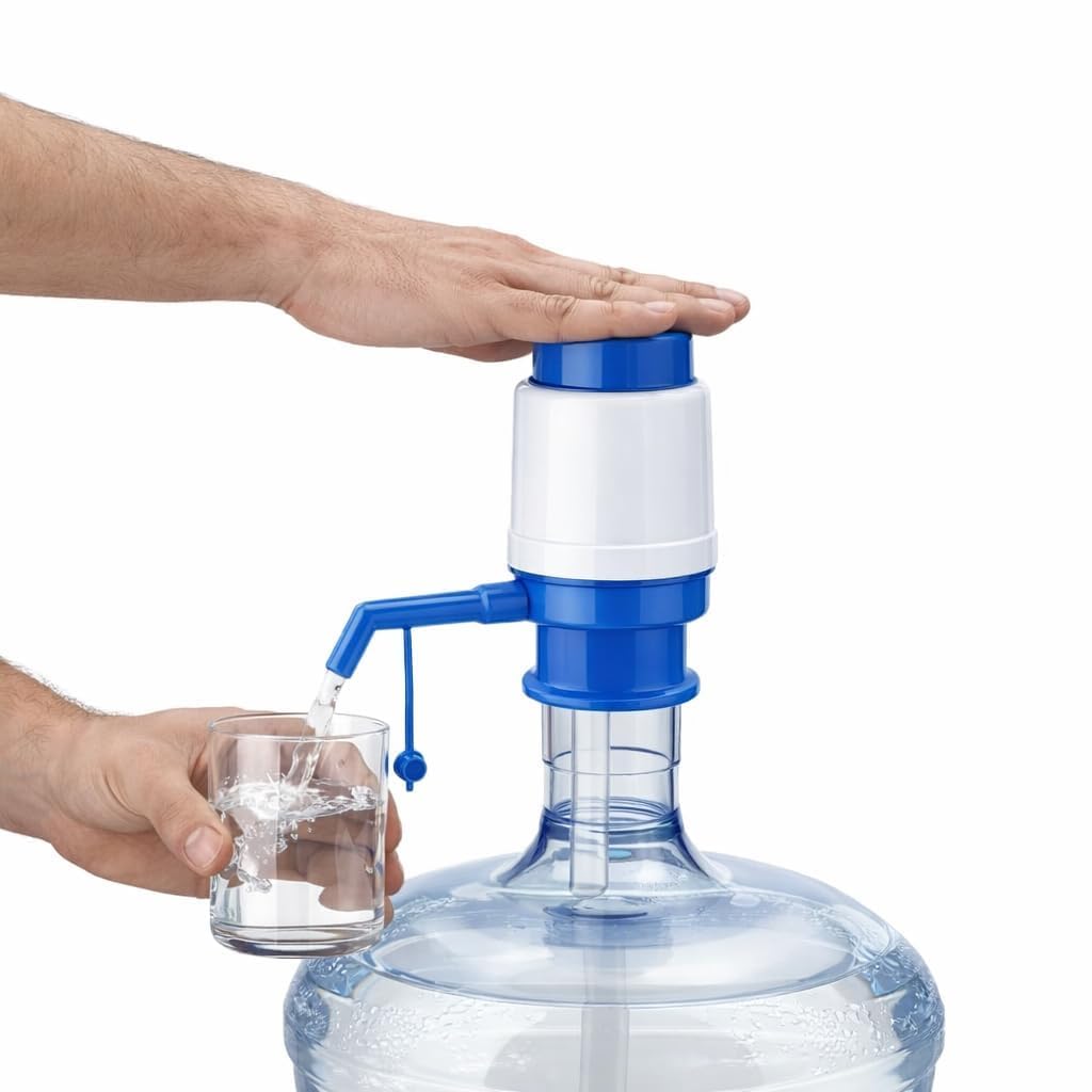 Drinking Water Pump Dispenser for 20 to 25 Litre Bottles | Hand Press Plastic Water Can Pump for Home Office Camping | Easy Fit Vacuum Action Water Dispenser