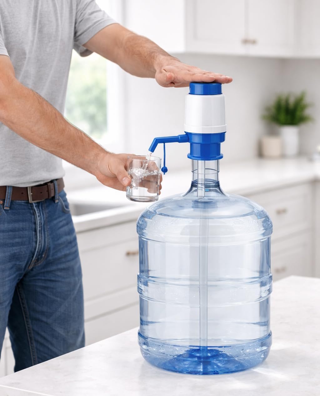 Drinking Water Pump Dispenser for 20 to 25 Litre Bottles | Hand Press Plastic Water Can Pump for Home Office Camping | Easy Fit Vacuum Action Water Dispenser