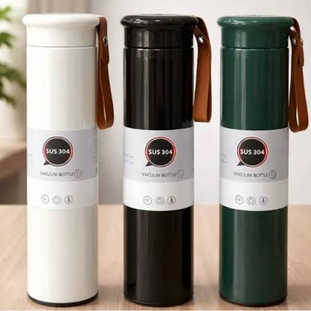 Elegant Design 500ML Stainless Steel Insulated Hot Cold Drinks Beverages Portable Water Bottle {Random Color}
