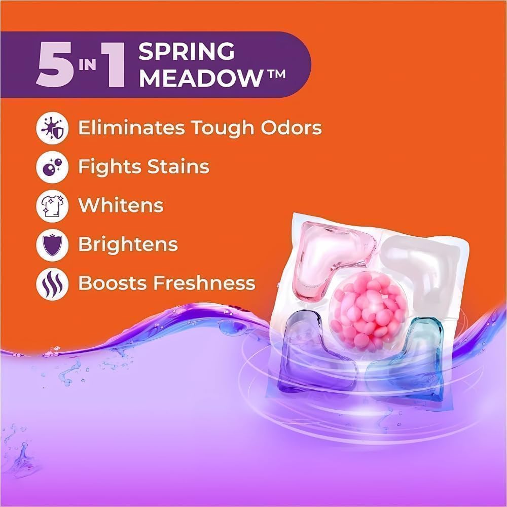 {Pack of 12} 5-in-1 Dissolvable Magic Laundry Pods for 20 Washes | Tough Stain Fighter for Top & Front Load Machines | Floral Aroma | Eco-Friendly
