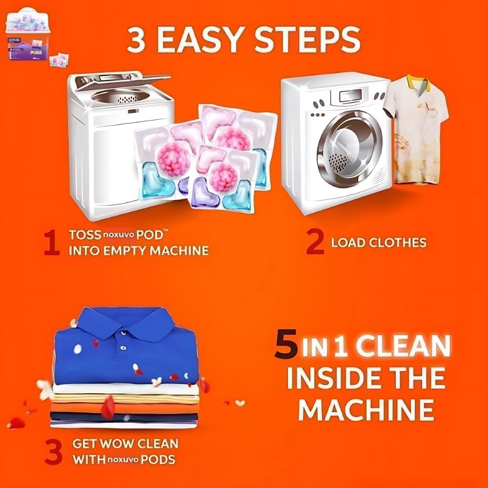 {Pack of 12} 5-in-1 Dissolvable Magic Laundry Pods for 20 Washes | Tough Stain Fighter for Top & Front Load Machines | Floral Aroma | Eco-Friendly