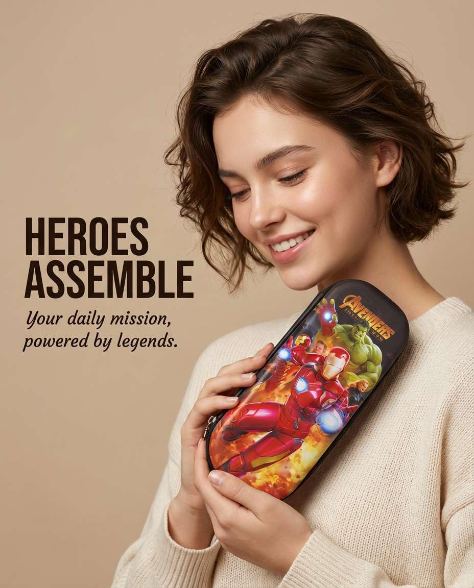Avengers 3D Pencil Pouch | School Pencil Case for Kids | Pen-Pencil Box for Kids | Geometry Box