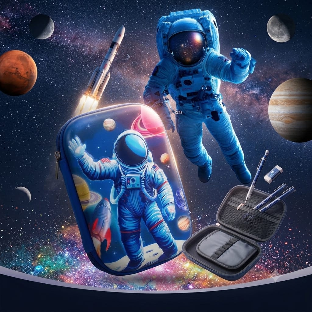 3D Astronaut Pencil Box for Kids | EVA Hard Case Pencil Pouch | Random Design