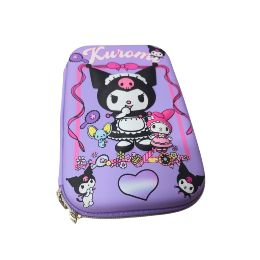 Kuromi 3D EVA Large Pencil Pouch for Girls Big Capacity Stationery Case with Zipper Mesh Pocket & Pen Holders Anime Art EVA Pencil Box {Random Design}