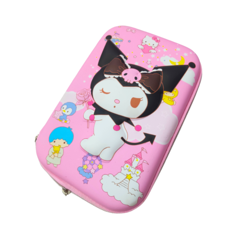 Kuromi 3D EVA Large Pencil Pouch for Girls Big Capacity Stationery Case with Zipper Mesh Pocket & Pen Holders Anime Art EVA Pencil Box {Random Design}