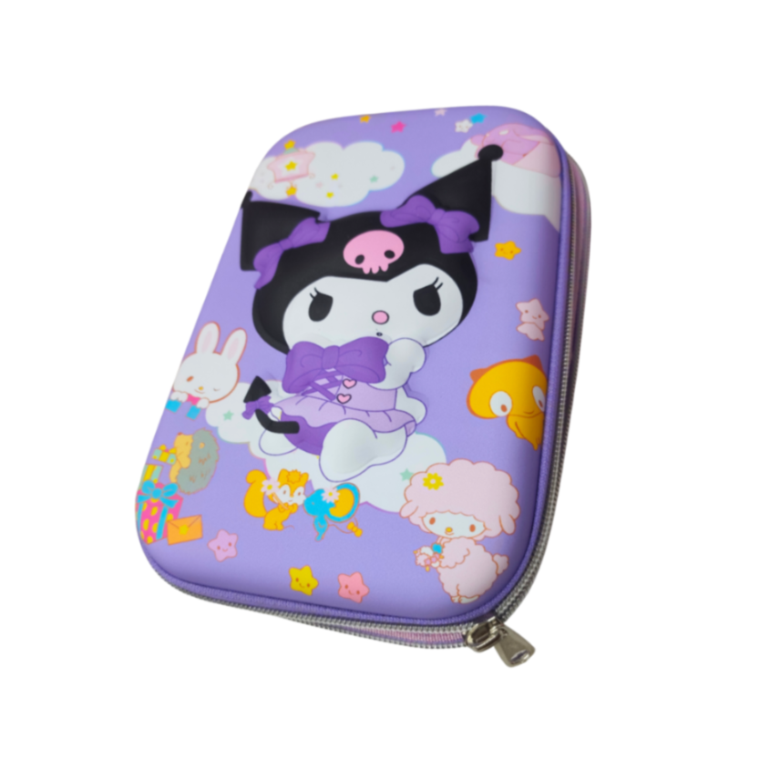 Kuromi 3D EVA Large Pencil Pouch for Girls Big Capacity Stationery Case with Zipper Mesh Pocket & Pen Holders Anime Art EVA Pencil Box {Random Design}
