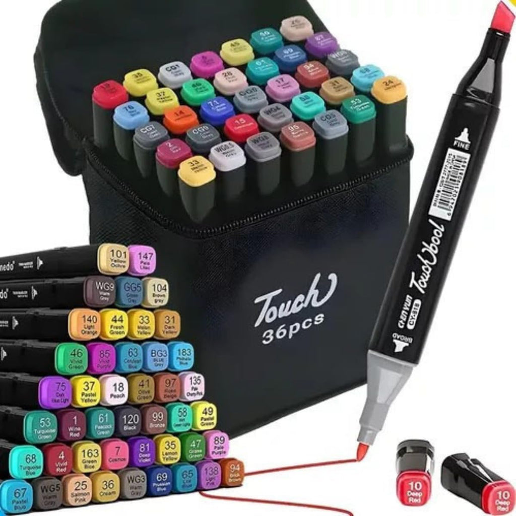 Dual Tip Colorful Art Markers Sketch Pens 36 Colors With Carrying Case For Painting Sketching Calligraphy Drawing