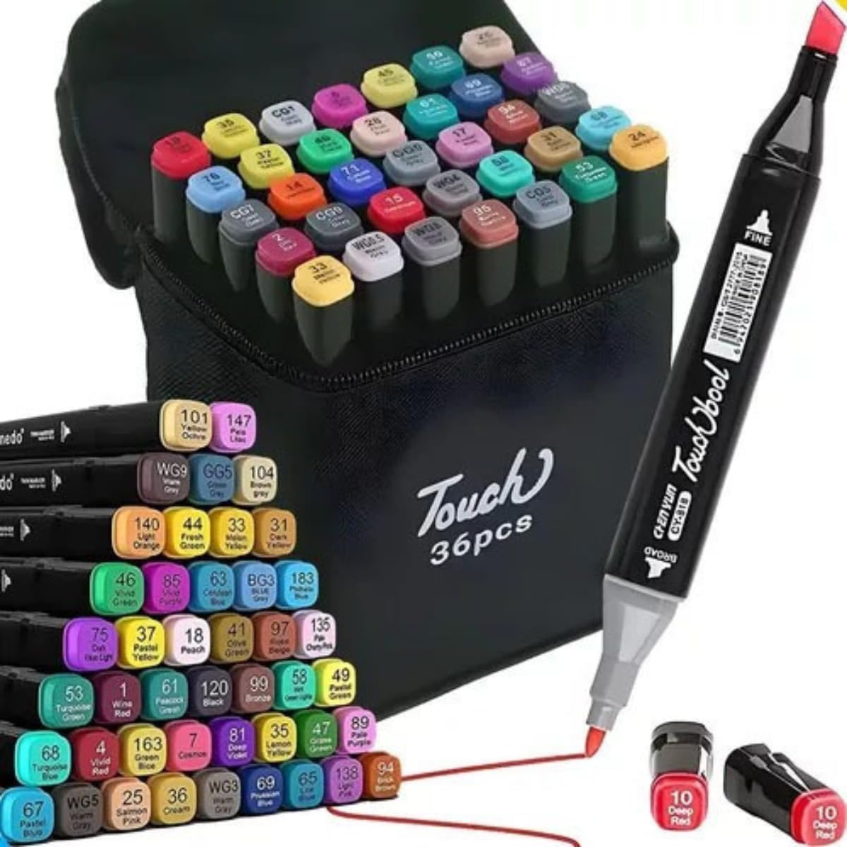 Dual Tip Colorful Art Markers Sketch Pens 36 Colors With Carrying Case For Painting Sketching Calligraphy Drawing
