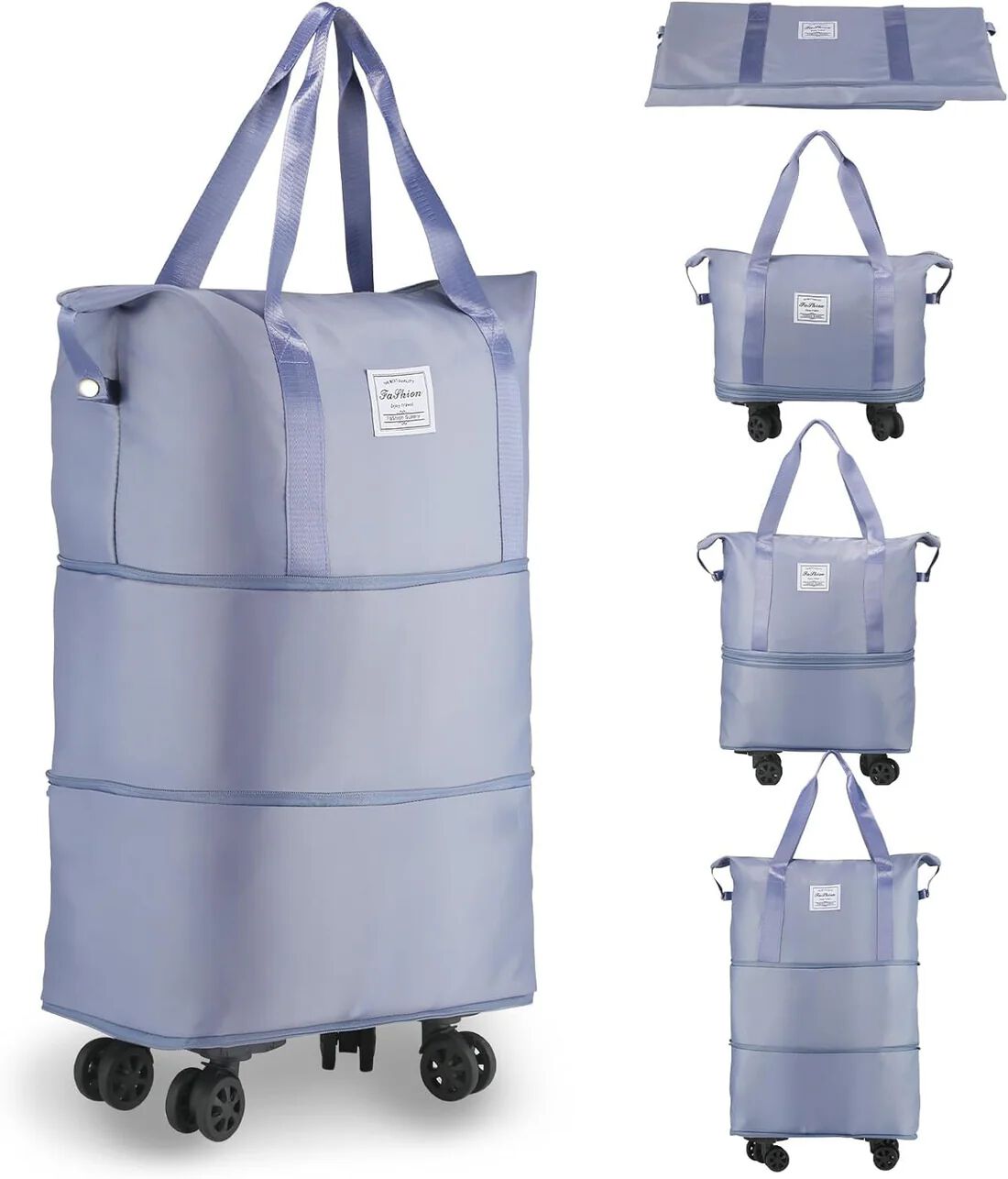 Rolling Duffle With Wheels, Expandable Foldable for Travel, Luggage Carry on With Handle, Large Weekend Bag (Multicolor)