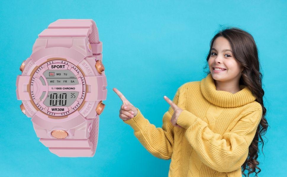 Premium Brand - A Digital Watch Shockproof Multi-Functional Automatic 5 Light Juicy Color Dial Strap Waterproof Digital Sports Watch for Kids {Random Color}