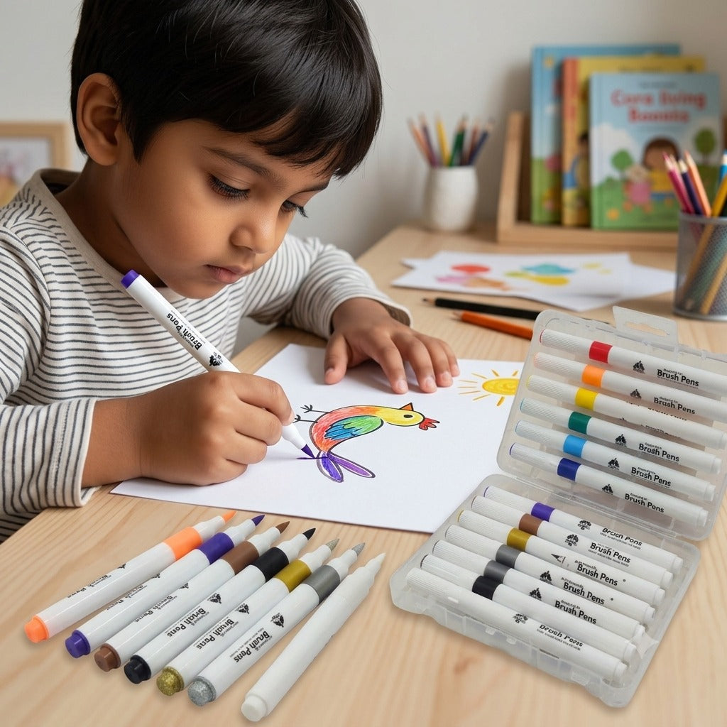Kids Art Painting Acrylic Marker Water Based Pens 12 pc Set | Vibrant Colors for Canvas, Glass, Mug, Wood, Fabric |