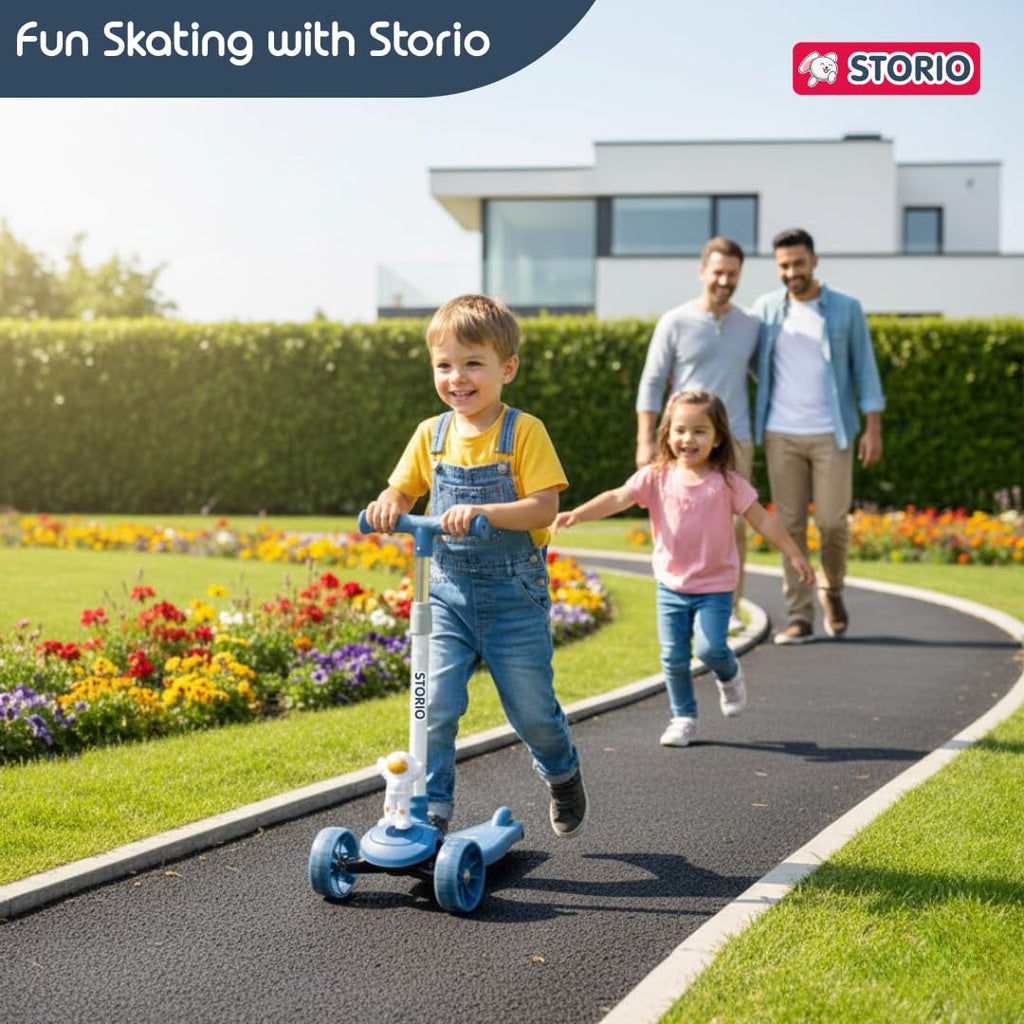 Foldable Kick Scooter for Kids with LED Wheels | 3-Wheel Skating Cycle with Adjustable Handle | Scooter Ride-On Toy for Boys & Girls {Multicolor}