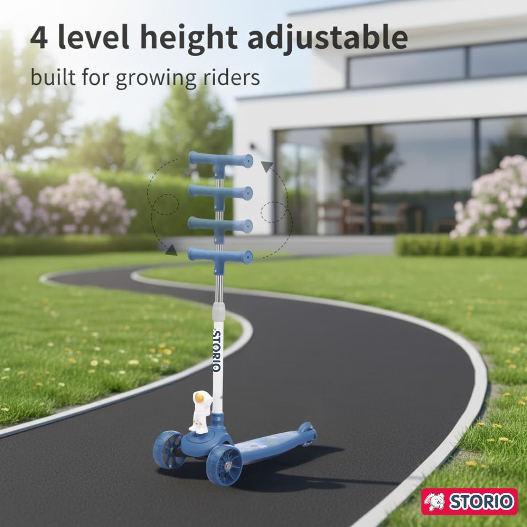 Foldable Kick Scooter for Kids with LED Wheels | 3-Wheel Skating Cycle with Adjustable Handle | Scooter Ride-On Toy for Boys & Girls {Multicolor}