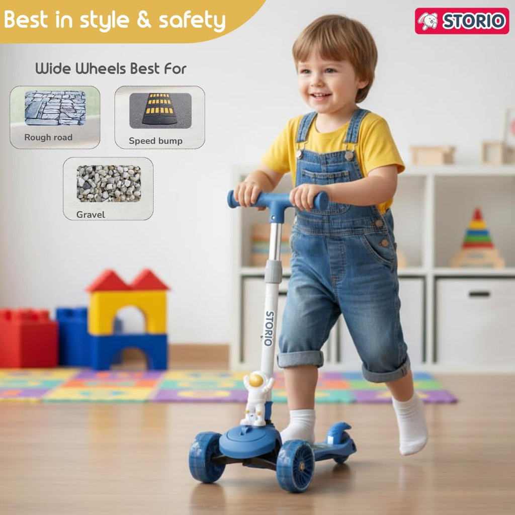 Foldable Kick Scooter for Kids with LED Wheels | 3-Wheel Skating Cycle with Adjustable Handle | Scooter Ride-On Toy for Boys & Girls {Multicolor}