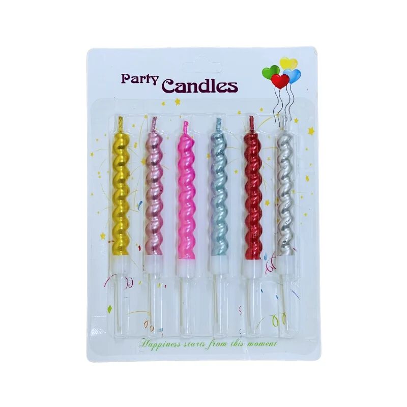 (6 Pcs) Shiny Spiral Party Candles (Multicolor)