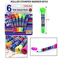 2 in 1 Roller Stamp Marker Pen For Kid s 6Color Roller Stamper Marker Pen for kids-Best Return gift for Boys & Girls| Kids Stationery