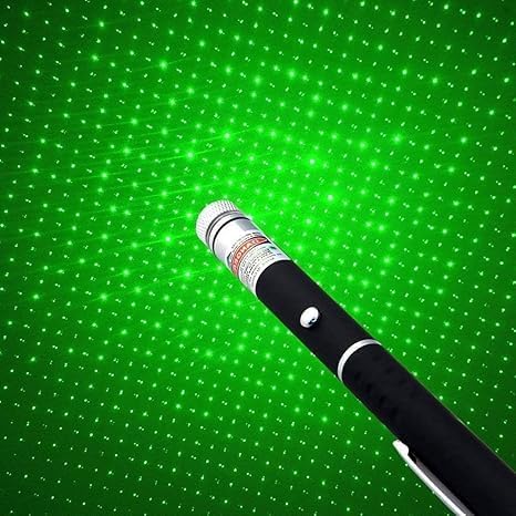 Laser Pointer Pen Set with Multiple 8 Star Caps | High Power Green Laser Light Pen for Presentation, Teaching & Outdoor Use | Metal Body Laser Pointer Kit