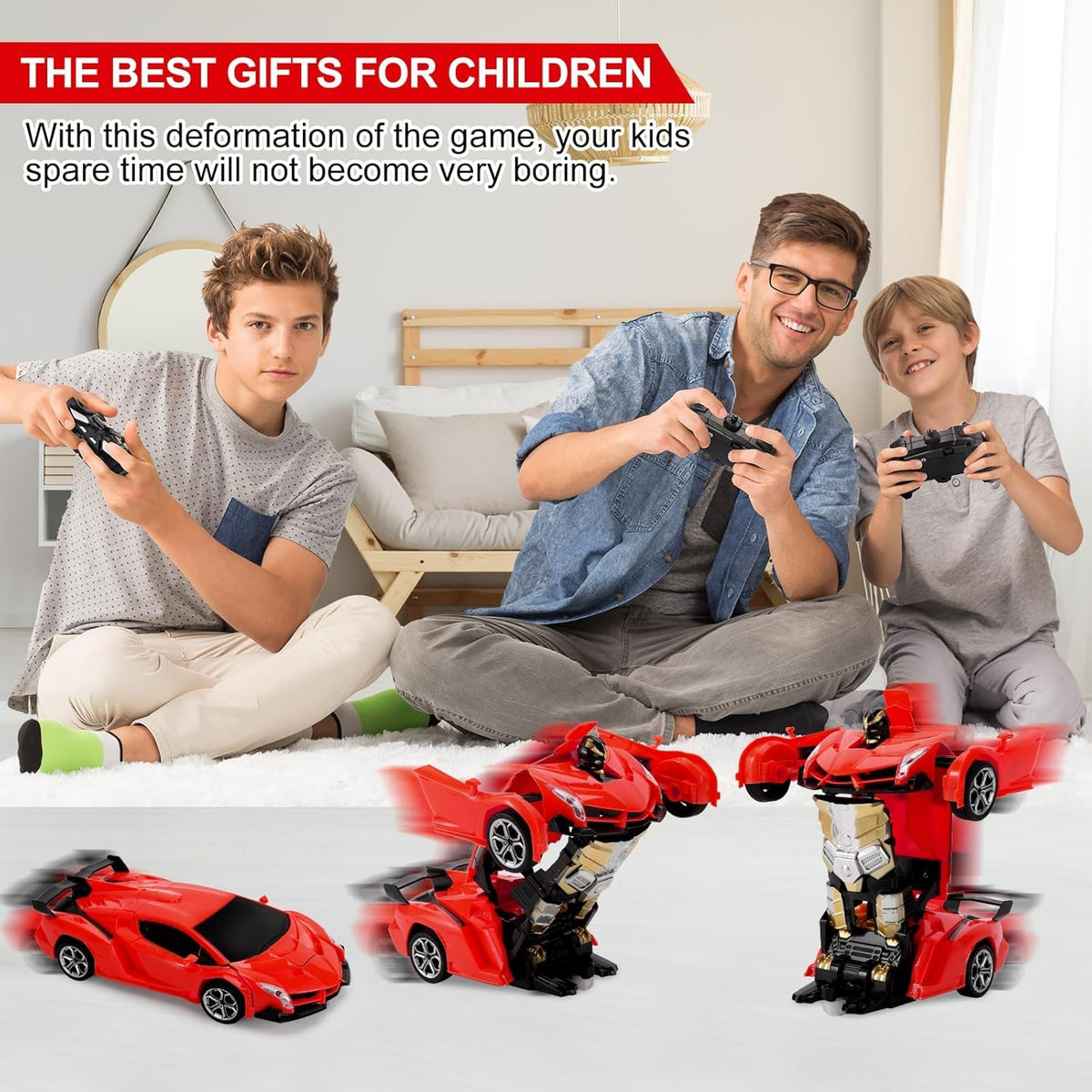 SUPER TOY Transform Remote Control Car 2-in-1 Convertible Robot Car – One Click Deformation RC Car for Kids Boy with Rechargeable Battery toy Birthday & returner Gift