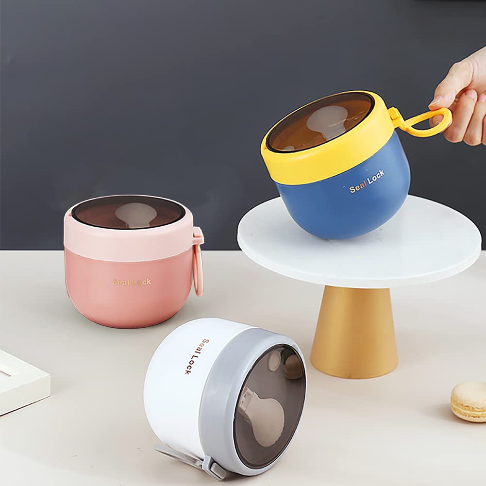Stainless Steel Insulated Bowl Lunch Box 600ml | Hot & Cold Meal Holder with Handle & Spoon | Leak Resistant Food Container for Office, School, Travel {Random Color}