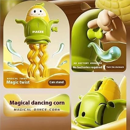 Dancing Corn Toy, Magic Twist, Transforms into Cart, No Batteries Required, Clockwork Mechanism {Random Design}