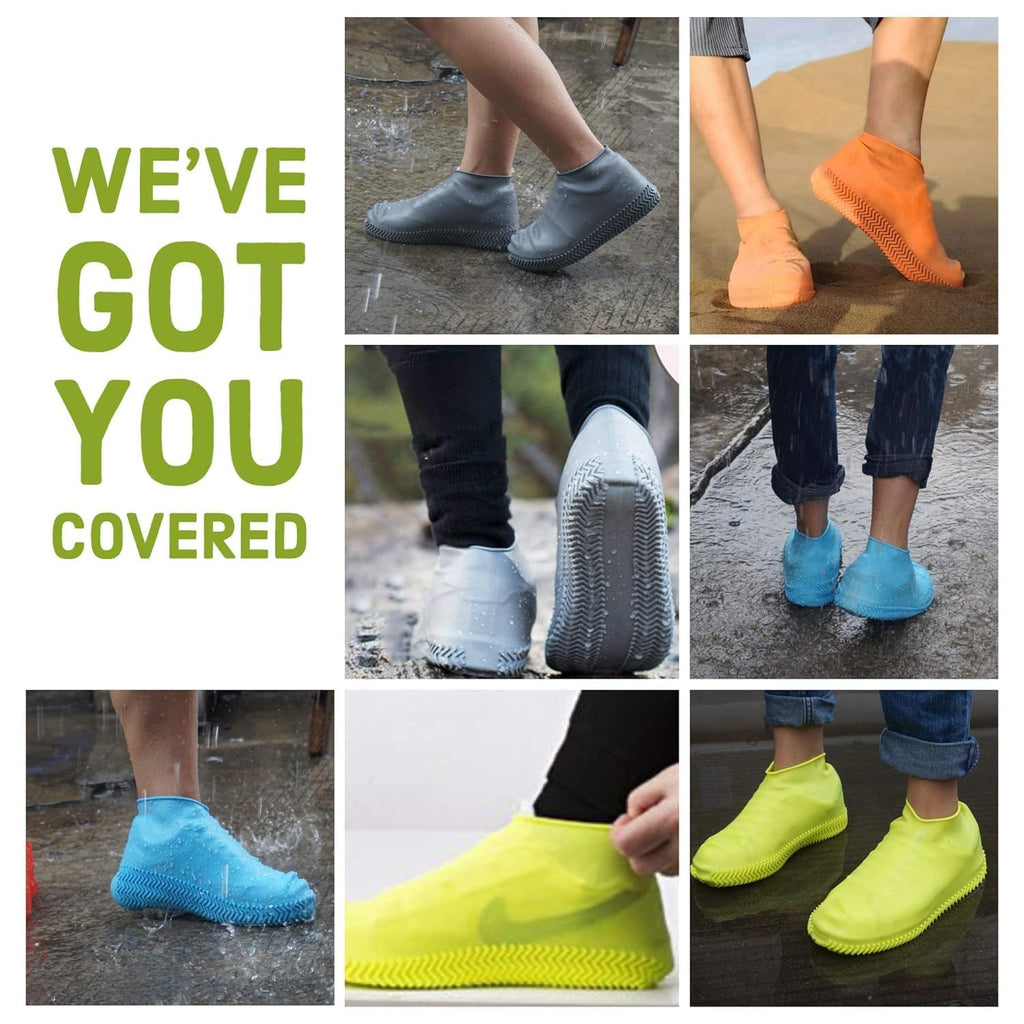 {L Size} 1 Pairs Reusable Rain Shoe Covers, Anti-Slip Water Resistant Overshoes Silicone Rubber Shoe Cover Protectors for Kids, Men, Women {Random Color}