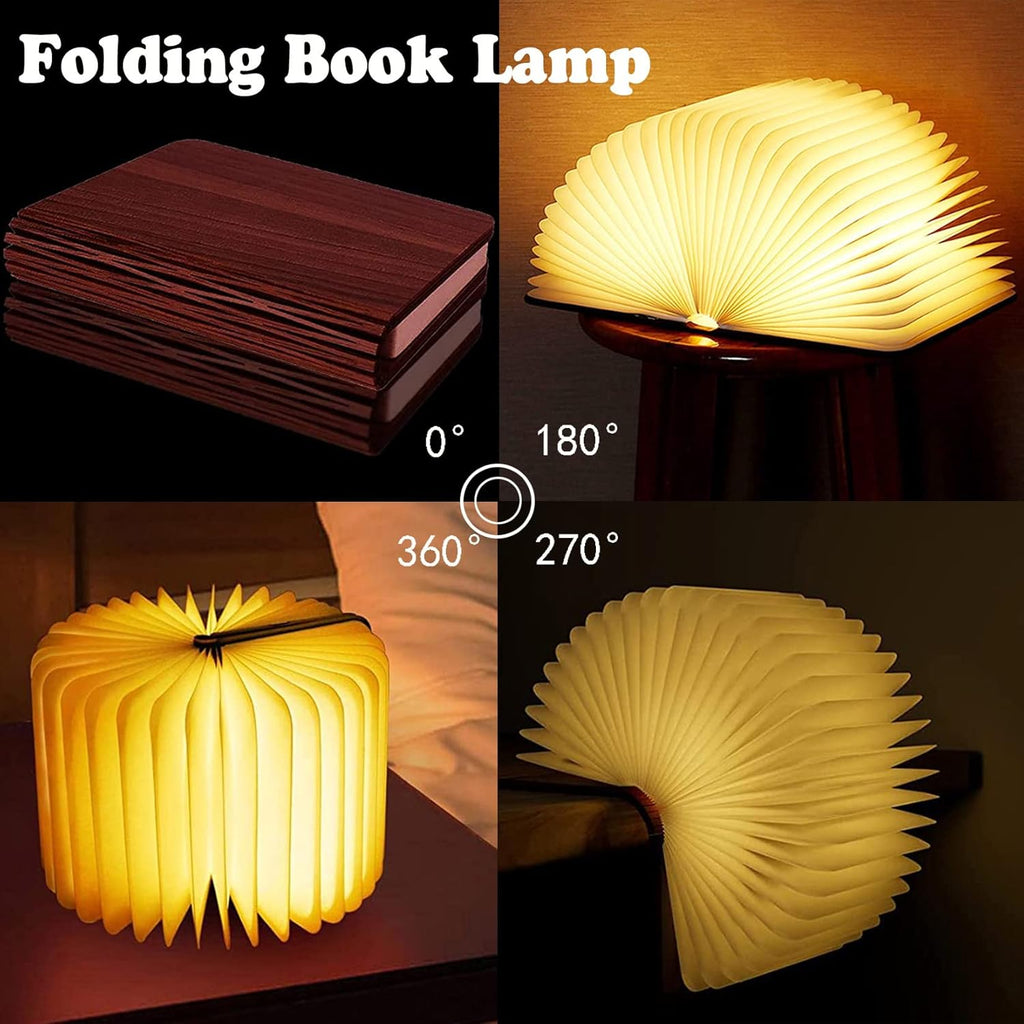 Wooden Book Light, Upgraded 5 Colors Creative LED Book Night Light USB Rechargeable Magnetic Folding Mood Light for Home,Office,Library Decor Gift