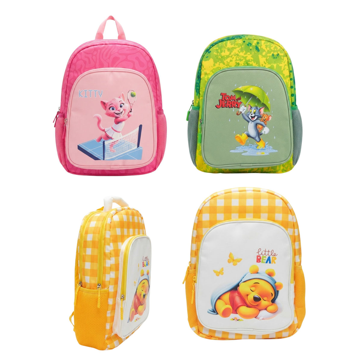 Kids School Bag Backpack with Cartoon Print | 3 Compartments School Bag for Boys & Girls Size=44*26*15Cm {Random Design}