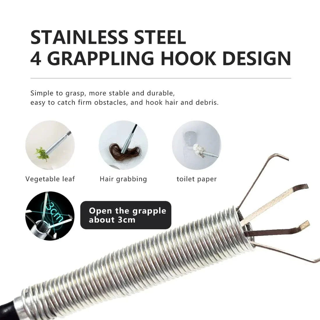 Pipe Dredging Tools Drain Snake Drain Cleaner Sticks Clog Remover Cleaning Tools Household for Kitchen Sink Flexible Four Claws Spring Curve Trash Grabber Picker Hair Catcher (160 Cm)