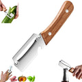 Multi-Functional Vegetable Peeler for Kitchen, Stainless Steel Peeler with Wooden Handle and Bottle Opener, Single Blade Peelers Tool, Suitable for Vegetables or Fruits (3 in 1 Fruit Peeler)