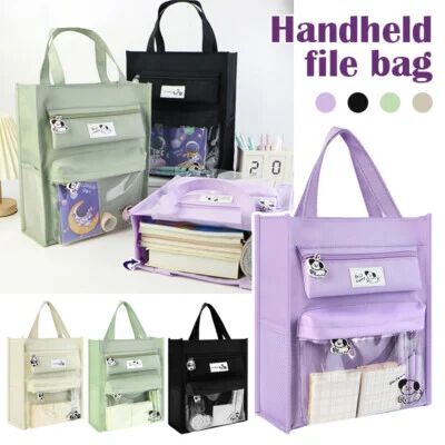 Portable File Handbag Large Capacity Tote Bag Student Training Multicolor