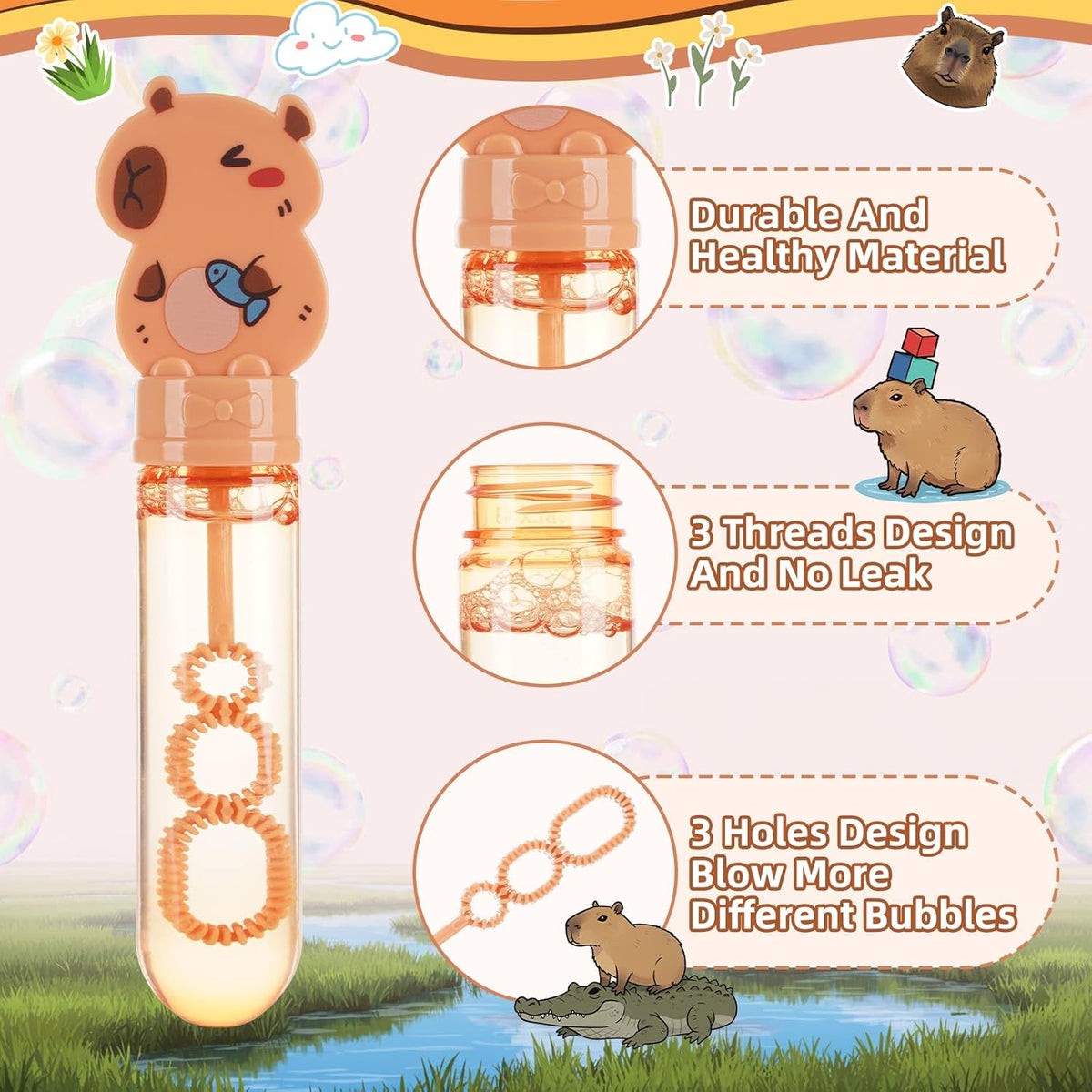 {1 Pcs} Party Favors Bubble Wands for Kids Capy Birthday Party Supplies Goody Bag Stuffers Viral Pets Capybara Bubble Blowing Toys