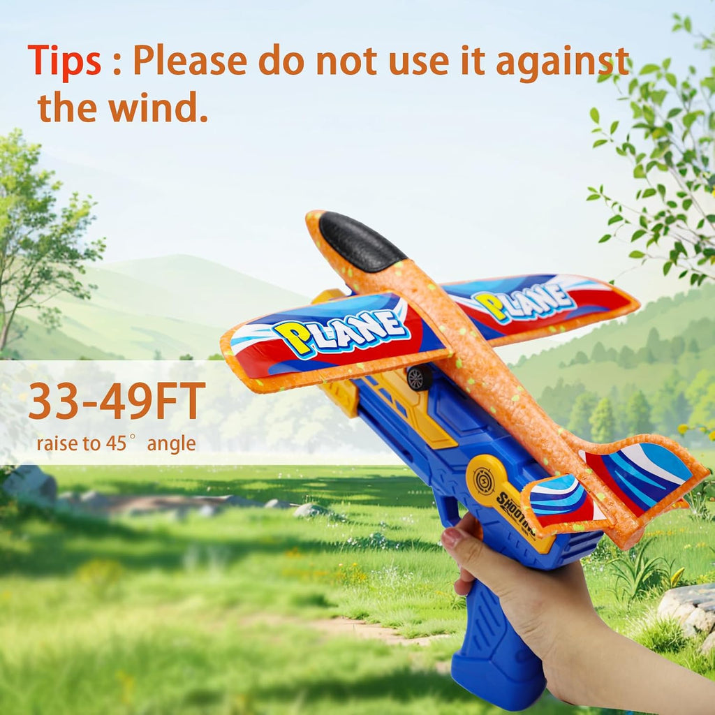 Airplane Toy Children, Toys Polystyrene Plane Launcher for Children, Christmas Gift Plane Toy, Outdoor Gifts for Boys and Girls 3-10 Years