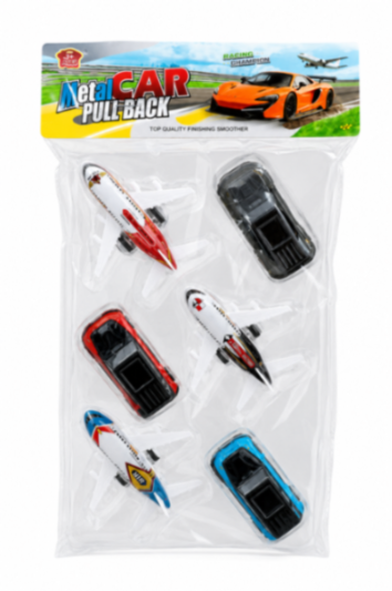 Metal Pull Back Cars & Airplanes Toy Set | 6 Pieces (3 Cars + 3 Airplanes) | Friction Powered Mini Vehicles | Kids Gift for Boys & Girls