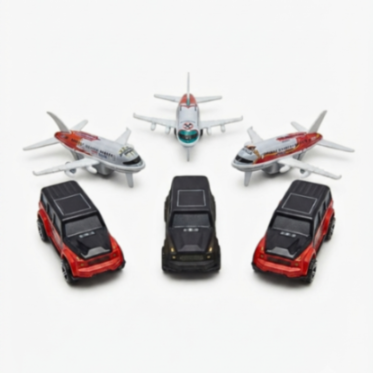 Metal Pull Back Cars & Airplanes Toy Set | 6 Pieces (3 Cars + 3 Airplanes) | Friction Powered Mini Vehicles | Kids Gift for Boys & Girls
